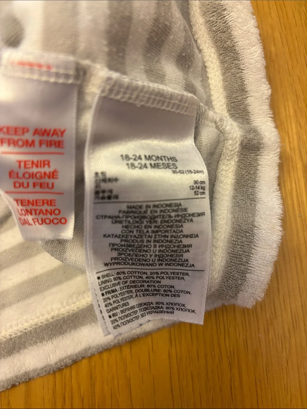 GAP Gray/beige & White Striped Hooded Baby Jacket with Ears - size 18-24 months